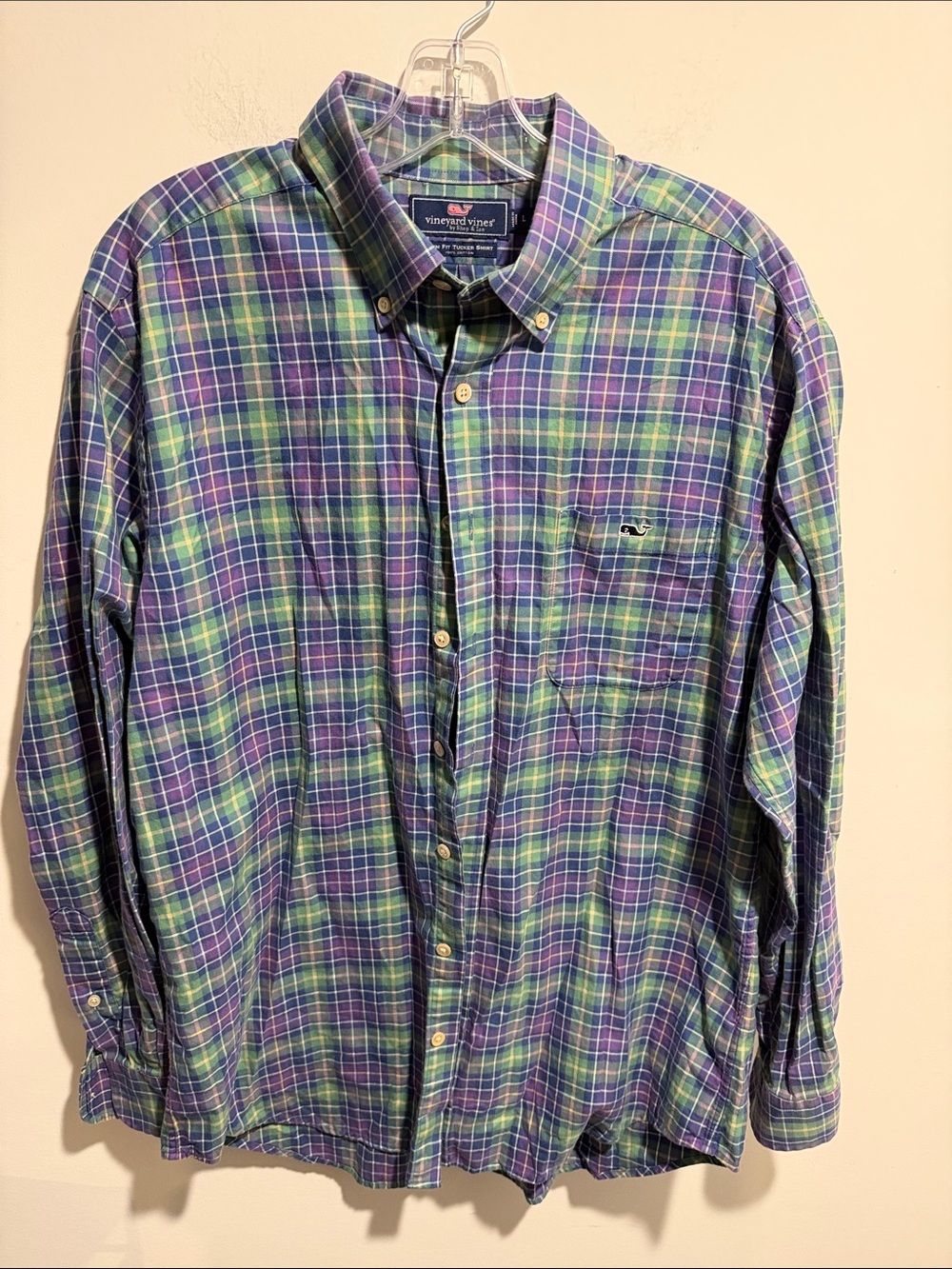 Vineyard Vines Men’s Plaid 100% Cotton Slim Fit Tucker Button-Down Size Large